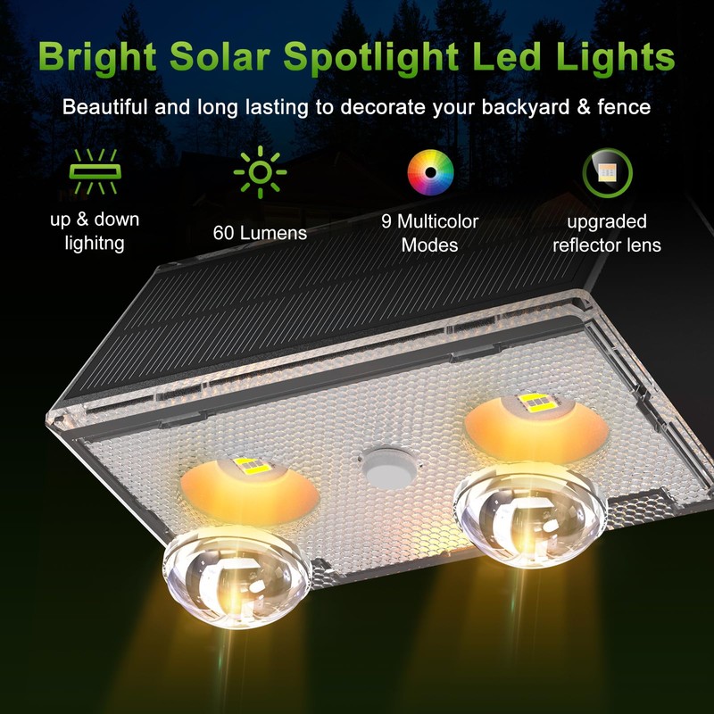 LANSOW Solar Fence Lights Outdoor, 12 Pack Solar Powered Lights