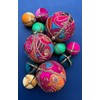 Aditi 10cm Hot Pink Bauble with Paisley Pattern & Bright