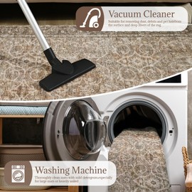 NoiFamo Washable 2'x3' Non Slip Rug Vintage Soft Low Pile Lightweight Boho Area Rugs for High-Traffic Areas (Entryway, Kitchen, Hallway), Farmhouse Decor