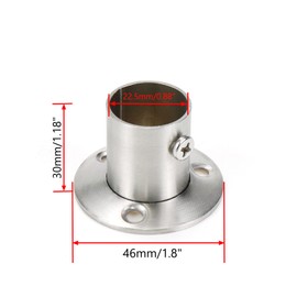 Rannb Closet Rod Socket Stainless Steel Rod Holder Fits for 22mm/0.86" Rod - 4pcs