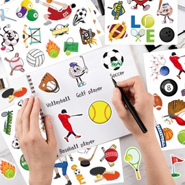 312PCS Sports Ball Stickers, Self-Adhesive Basketball Baseball Volleyball Football Soccer Sticker Sports Party Stickers for Scrapbook Water Bottles Laptop Envelope Gift Wrap Decor