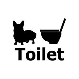 KAIMIRU Cute Dog Toilet Silhouette Wall Sticker Interior Sticker (Corgi k-289)