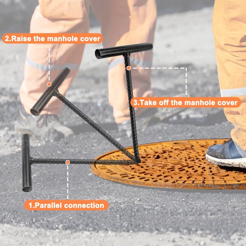 Pack of 2 Manhole Cover Lifters, Afenau 30 cm Gulli