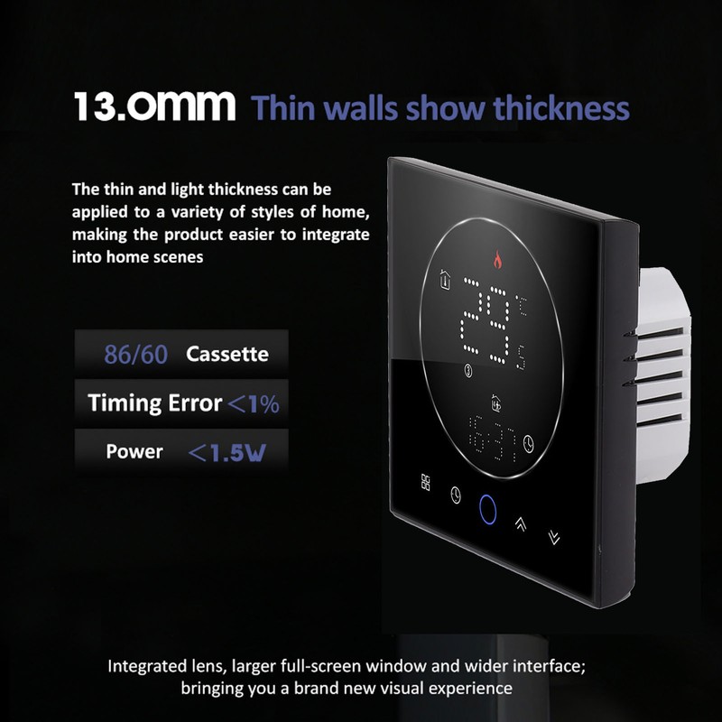 Smart Thermostat LED Screen Water Heating Control 13mm Recessed Wireless
