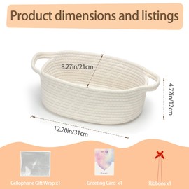 Goodheim Hamper Baskets for Gifts Empty，Christmas Hamper Gift Basket Kit with Cellophane Wrap，Bow Set Hamper Small for Birthday Xmas Present White