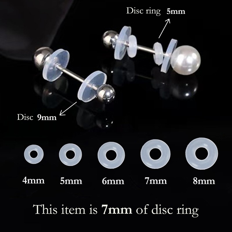 0.28 Inch Silicone Earring Backs Stopper Rings for Piercings, Clear