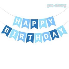 Happy Birthday Banner Blue,Large Hanging Garland,Happy Birthday Bunting Party Decoration For Boys Men Baby Shower Photo Backdrop Party Supplies