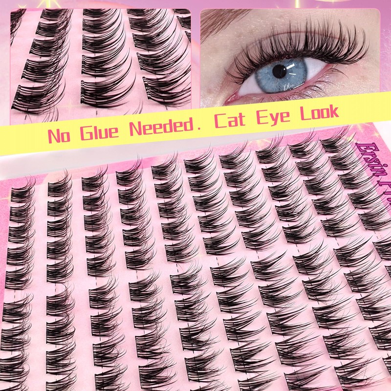 Selbstklebende Wimpern Cluster vorgeklebte Wimpernbüschel 100 Stück Flauschiges C Curl