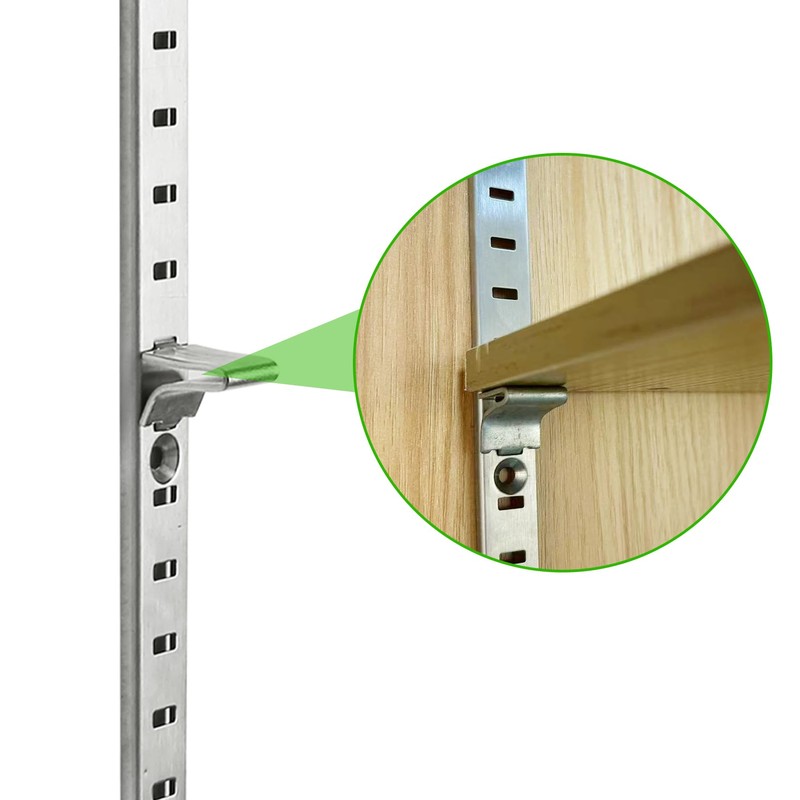 Bueyfolt 20 Sets 17 Inch Pilaster Shelf Brackets, Adjustable Mortise