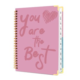 MOSA BEAR 2025 Planner 12-Month Daily Weekly Monthly Aesthetics Planner from JUL.2025 to JUN.2026, Stripe Spiral Notebook with Stickers，Bookmark and Inner Pocket for School Office Home (6.3" x 8.5") (Pink B)