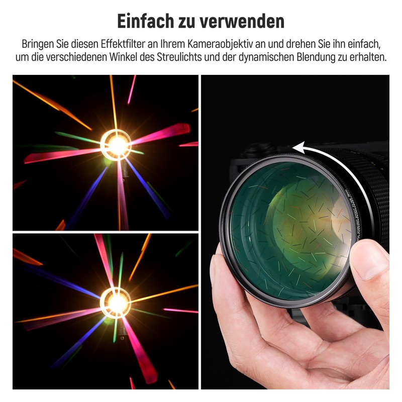 NEEWER 58 mm Colourful Starlight Brushed Camera Lens Filter, Special
