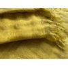 JOWOLLINA Doubleface Plaid Bed Throw Linen Stonewashed (Mustard Yellow, 135
