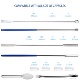 7 Pcs Capsule Filling Machine Kits for Empty Pill Capsules Filler - Micro Tiny Spoon Spatula, Scoop Filling Tray, Herb Powders Tamper Tool for Gel Capsules Size #000 00 0 1 2 3