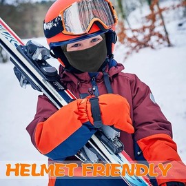 JOGVELO Kids Winter Thermal Balaclava, Multifunction Windproof Warm Ski Mask Cycling Full Face Cover Under Helmet Hat with Neck Warmer for 4-12 Years Boys Girls, Black