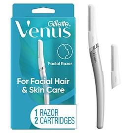 Herramienta de Dermaplaning Gillette Venus, 2 Recambios de Hojas, Maquinillas de Afeitar Faciales Exfoliantes para Mujeres, Afeitadora de Cejas y Derm