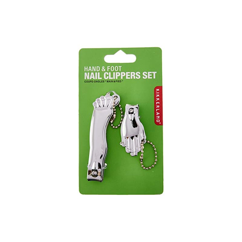 Kikkerland Hand and Foot Nail Clippers Set, Silver