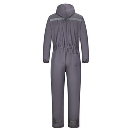 Yukirtiq Men's Work Overalls, Reflective Band, Work Suit, Workwear, Craftsman Suit, Work Suit with Hood and Many Pockets, Grey, L