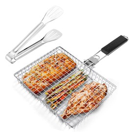 Grill Baskets, barbecue tray, outdoor basket grill with removable handles, equipped with a barbecue clip