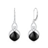 Seiyang Celtic Knot Black Onyx Earrings 925 Sterling Silver Celtic Teardrop Black Onyx Leverback Dangle Drop Earrings Irish Good Luck Jewelry Gifts for Women
