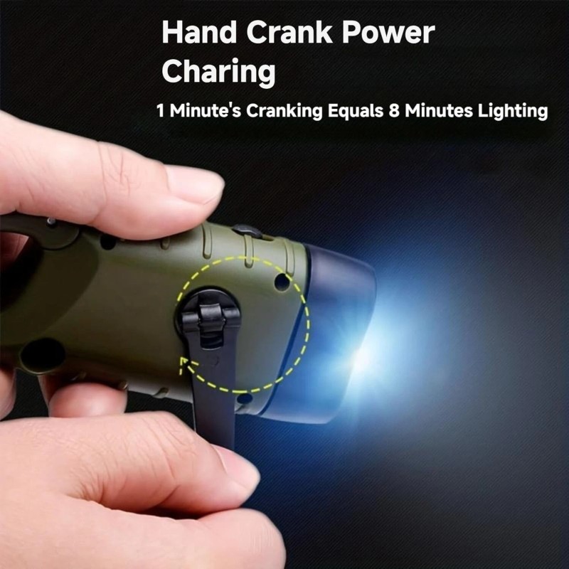 Seancheer Hand Crank Solar Powered Flashlights,Co