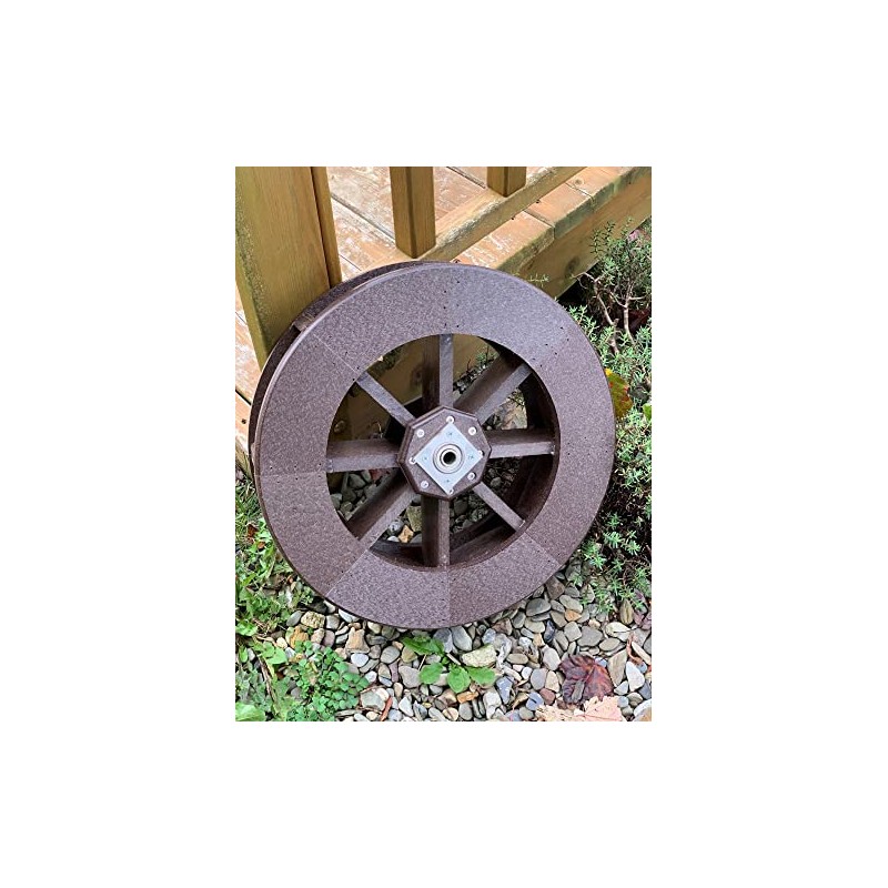 Amish-Made Small Round Chocolate Brown Poly Decorative Water Wheel