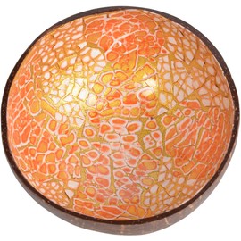 ChezMax Natural Coconut Bowl Mother of Pearl Inlaid Shell Bowls Key Bowl for Entryway Table Candy Container Nuts Holder Fruits & Dry Snack Storage Bowl Round Handcrafted Bowl for Decoration