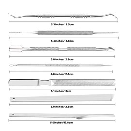 ZIZZON 7 Pcs Ingrown Toenail File and Lifters Set, Stainless Steel Ingrown Toenail Removal Kit, Under Nail Cleaner Pedicure Tools