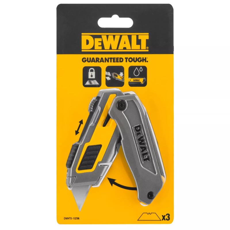DeWalt Folding Retractable Knife # DWHT 10296 3x Blade retention