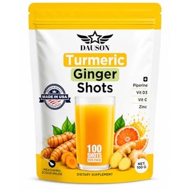 Turmeric Shots for Joint Pain, Immune Boost, Gut Health – Boosted with Ginger, Piperine, Zinc, Vitamin D3, Vitamin C – Powder – 100 Servings – Made in