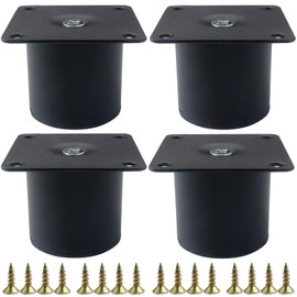 Roellgs Furniture Feet Round Black Metal Feet for Sofa Cabinet Feet with Fixing Screws for Home Office Beds and Countertops (10cm) (5cm)