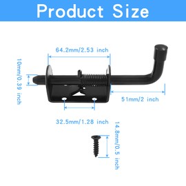 Hordion 2Pcs 5 Inch Spring Loaded Gate Latch Bolt, Stainless Steel Barrel Bolt Heavy Duty, Sliding Door Lock for Doors Cabinets Chests (Black)