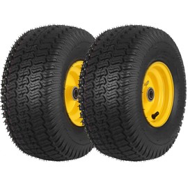 GICOOL (2 Pack) 15x6.00-6 Tubeless Tire and Wheel, 3" Offset Hub, 3/4" Bearing, 4 Ply, 15x6-6 Replacement Riding Lawn Mower Front Tires, Compatible with 100 and 300 Series John Deere Riding Mowers