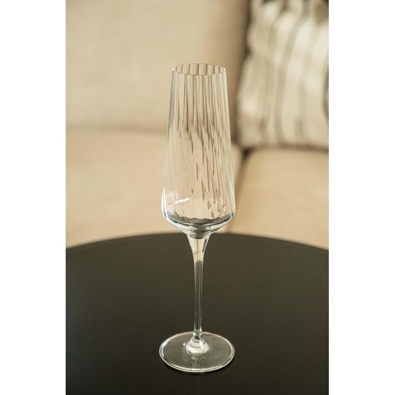 DIAMANTE Crystal Champagne Flutes 'Mirage' - Set of 2 Optic