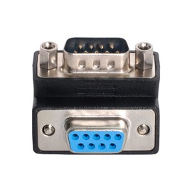 xiwai 90 Degree Up Angled 9 Pin RS232 Male to Female Nut Type Gender Changer Extension Adapter