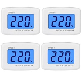 4 Pcs AC 80-300V LCD Digital Voltmeter Plug in Volt Meter Flat US Plug Voltage Test Monitor AC 110V 220V Voltage Meter for Household Plug into Outlet to Measure Voltage