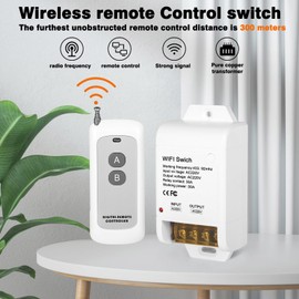 Candeon Wireless Remote Control Switch, 30 A Wireless Remote Control Switch with Long Range 984 FT for Lights, Security Alarms, Water Pumps, Roller Shutters, Garage Doors, AC 220 V