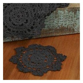 6" Black Round Cotton Hand Crocheted Lace Doilies, Set of 12