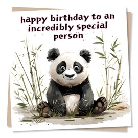 Happy Birthday Card - Cartoon Panda Design - Happy Birthday To An Incredibly Special Person - For Family or Friend