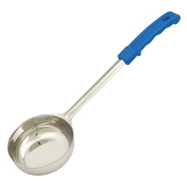 Genware SPD8-S Stainless Steel Solid Spoodle with Plastic Handle, Blue, 8oz Capacity