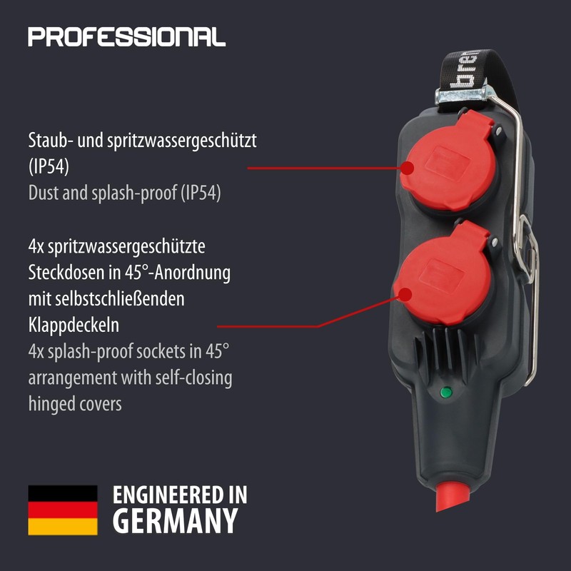 Brennenstuhl Professional Power Block/Distribution Socket 4-Way Construction Site Use and