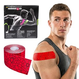 TheraBand – Banda de kinesiología con indicador XactStretch para un Estiramiento y aplicación perfectos, la Mejor en su Clase en adhesión, Resistente al Agua, Rollo de 5,1 cm x 5 m