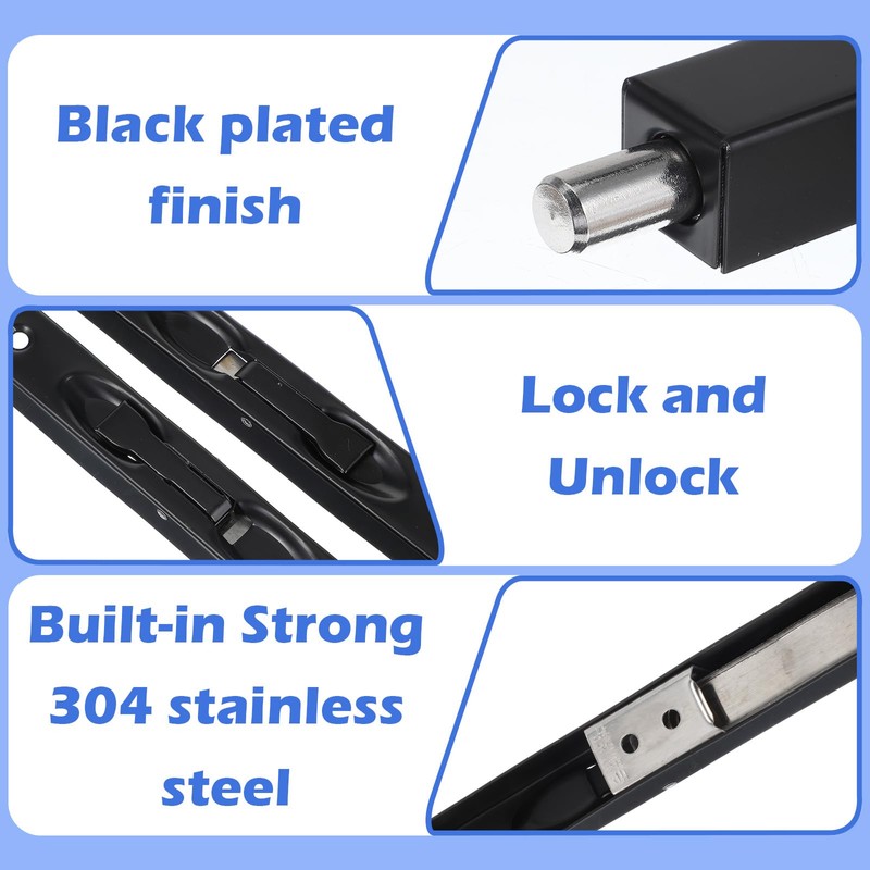 2 Pack Flush Bolt for Double Door, 8 Inch Stainless