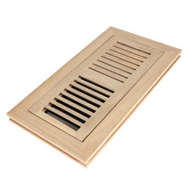 Hardwood Red Oak Floor Register, Flush Mount with Frame, 4x10 Inch with Damper, Unfinished