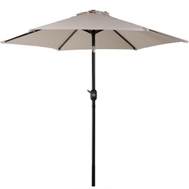 Sunnydaze 7.5 Foot Outdoor Patio Umbrella with Tilt & Crank, Aluminum, Beige
