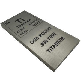 Titanium Bar - 1lb Laser Engraved 99.6% Pure Bullion Bar, Metal Paperweight, Office Desk Decor & Conversation Starter