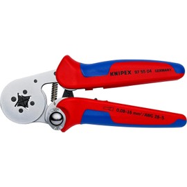 KNIPEX Self-Adjusting Crimping Pliers for Wire End Ferrules with Side Entry with Multi-Component Sleeves Chrome-Plated 180 mm 97 55 04 SB