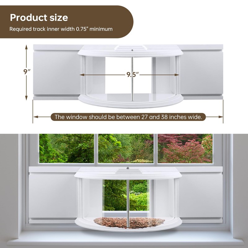 JOYSEUS Window Bird Feeder, 180° Clear View Bird Feeder, Durable