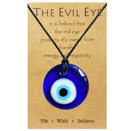 Long tiantian Evil Eye Necklace for Women Evil Eye Pendant Protection Necklaces for Men Leather Rope Glass Inspirational Jewelry Lucky Amulet Necklace Christmas Stocking Stuffers for Women