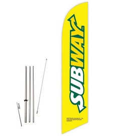Cobb Promo Subway (Yellow) Feather Flag with Complete 15ft Pole kit and Ground Spike