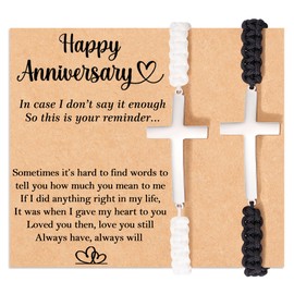 Tarsus Anniversary Jewelry Gifts for Men Women, Matching Couples Cross Bracelets Anniversary Him Her Gifts Husband Wife Couple Boyfriend Girlfriend Wedding Happy Anniversary